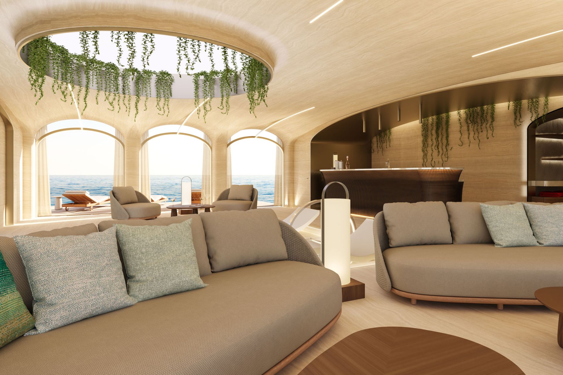 75m DORRIES ALYRA Yacht Beach Club Design Phathom 75m DORRIES ALYRA Yacht Interior Design